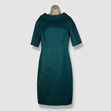 $490 Rickie Freeman by Teri Jon Womens Green Metallic Foldover Neck Dress Size 2