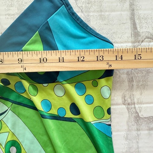 Vibrant Retro Y2K Body Central Geometric Print Top Green Blue Made in USA No Sz - Picture 4 of 6