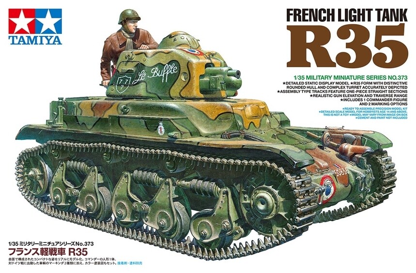 Tamiya 35373 WWII French Light Tank R35 1/35 Scale Plastic Model Tamiya 35373 WWII French Light Tank R35 1/35 Scale Plastic Model
