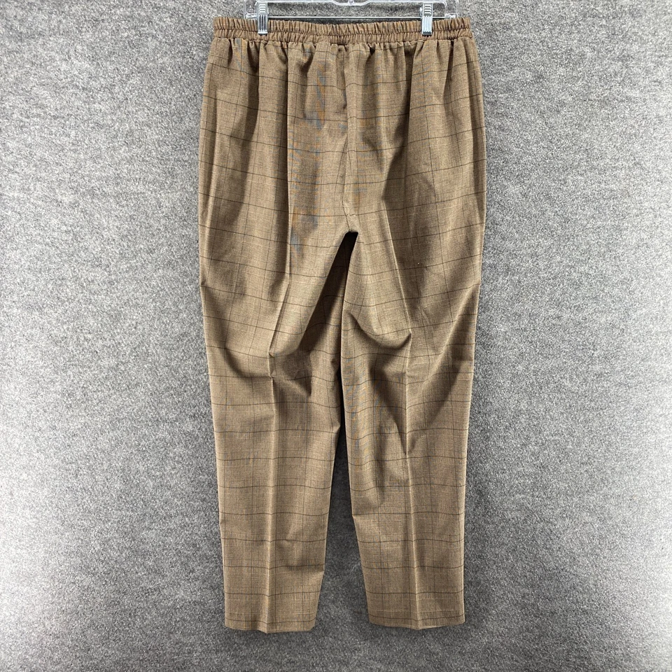 Pantalones de vestir TanJay para mujer 16 marrón a cuadros tiro alto plisados rectos Foto 2 de 4