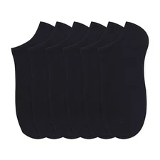 MAMIA UNISEX NO SHOW PLAIN BLACK SOCKS 6PK
