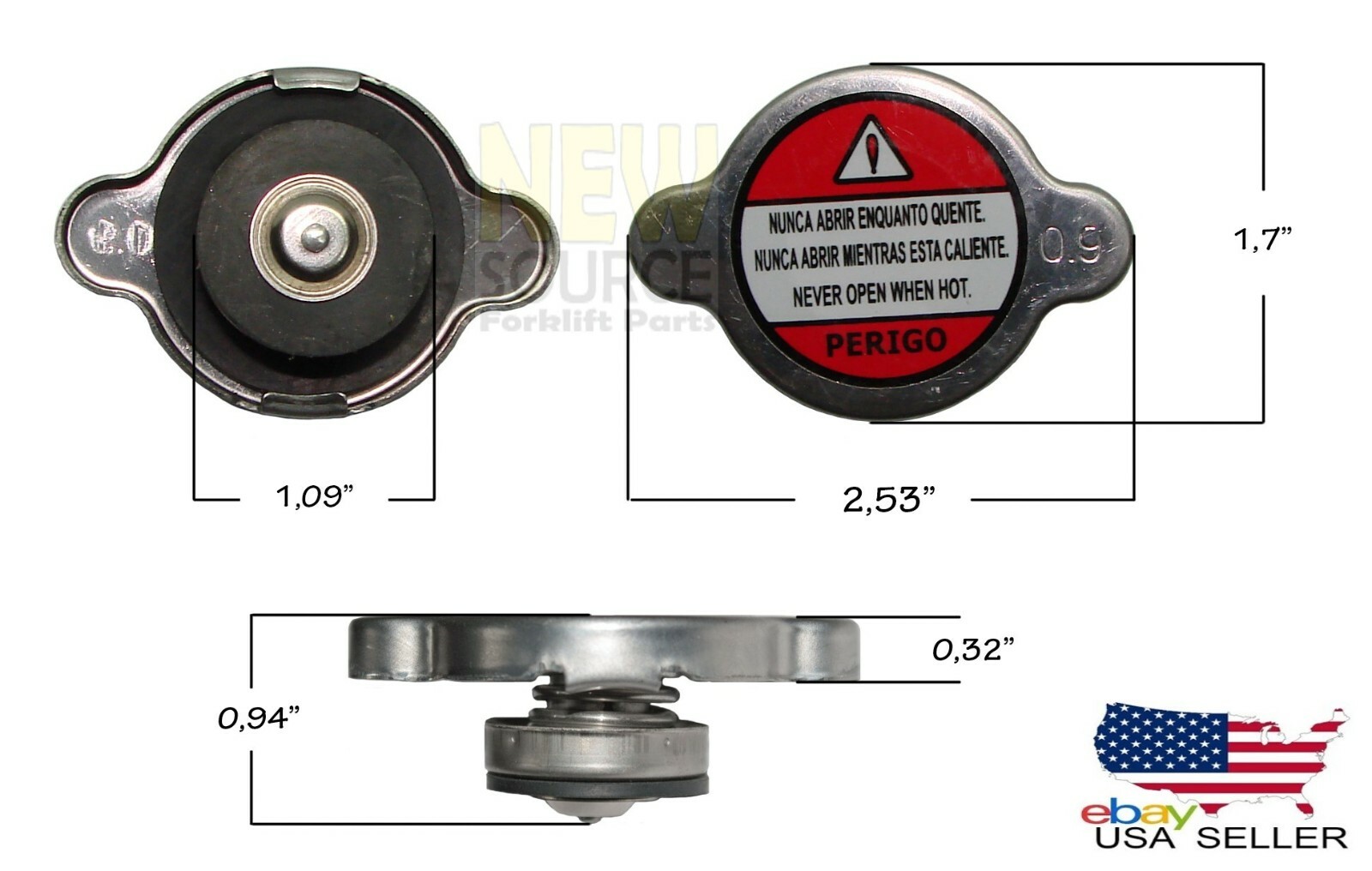 1352140 HYSTER FORKLIFT 15 PSI 0,9 BAR RADIATOR CAP STAINLESS STEEL