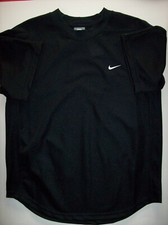 Nike Shirt Boys Muscle Pro Active Black Navy Baseball Crew Neck Swoosh New