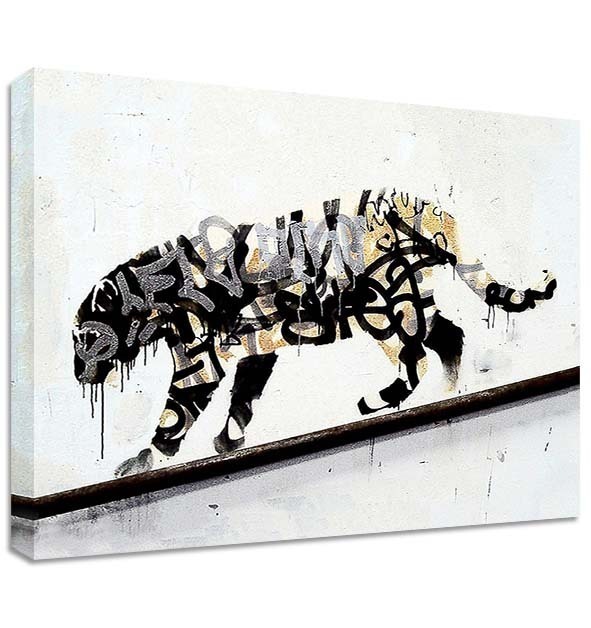 BANKSY LEOPARD CANVAS | LARGE WALL ART | animal street graffiti wall