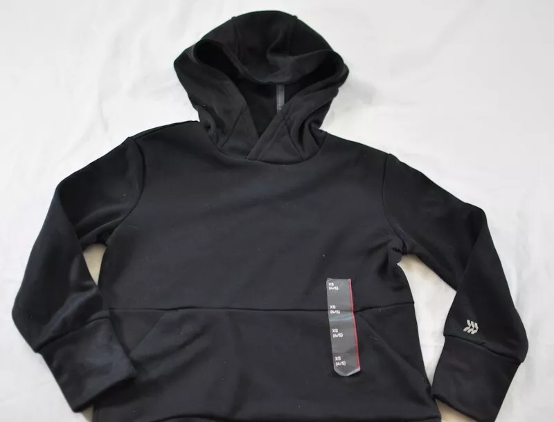 boy's All In Motion plain black tech hoodie size X small 4-5 MSRP $22 thumb  hole