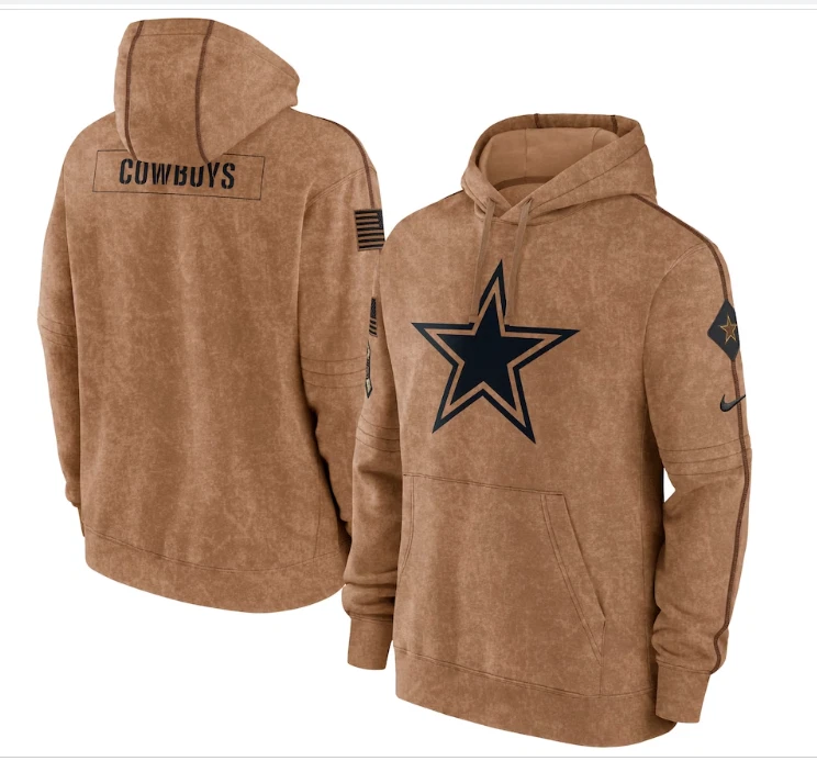 Dallas Cowboys Nike Men s 2023 Sideline Salute to Service Pullover Hoodie Brown