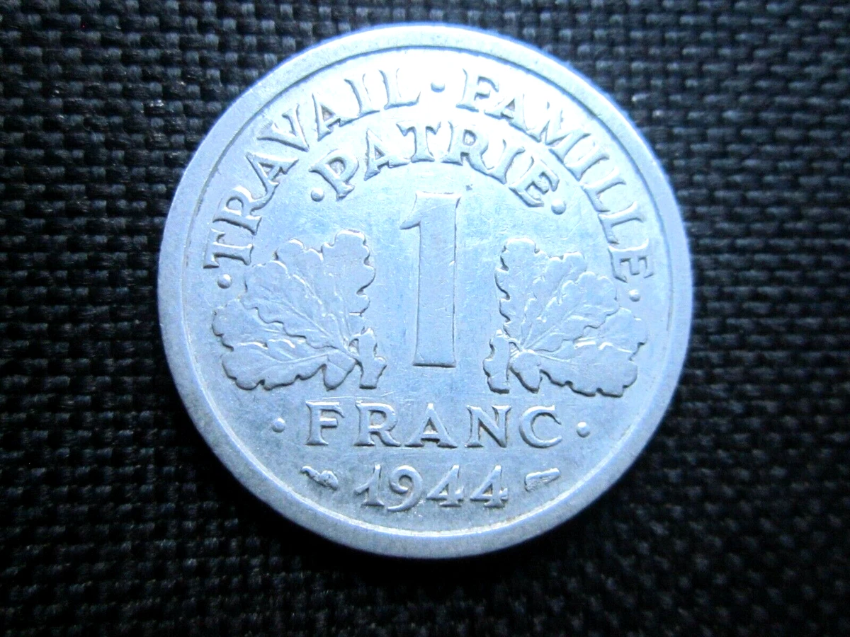 Monnaie France 1 Franc Francisque 1944 C - Aluminium - TTB - Collection
