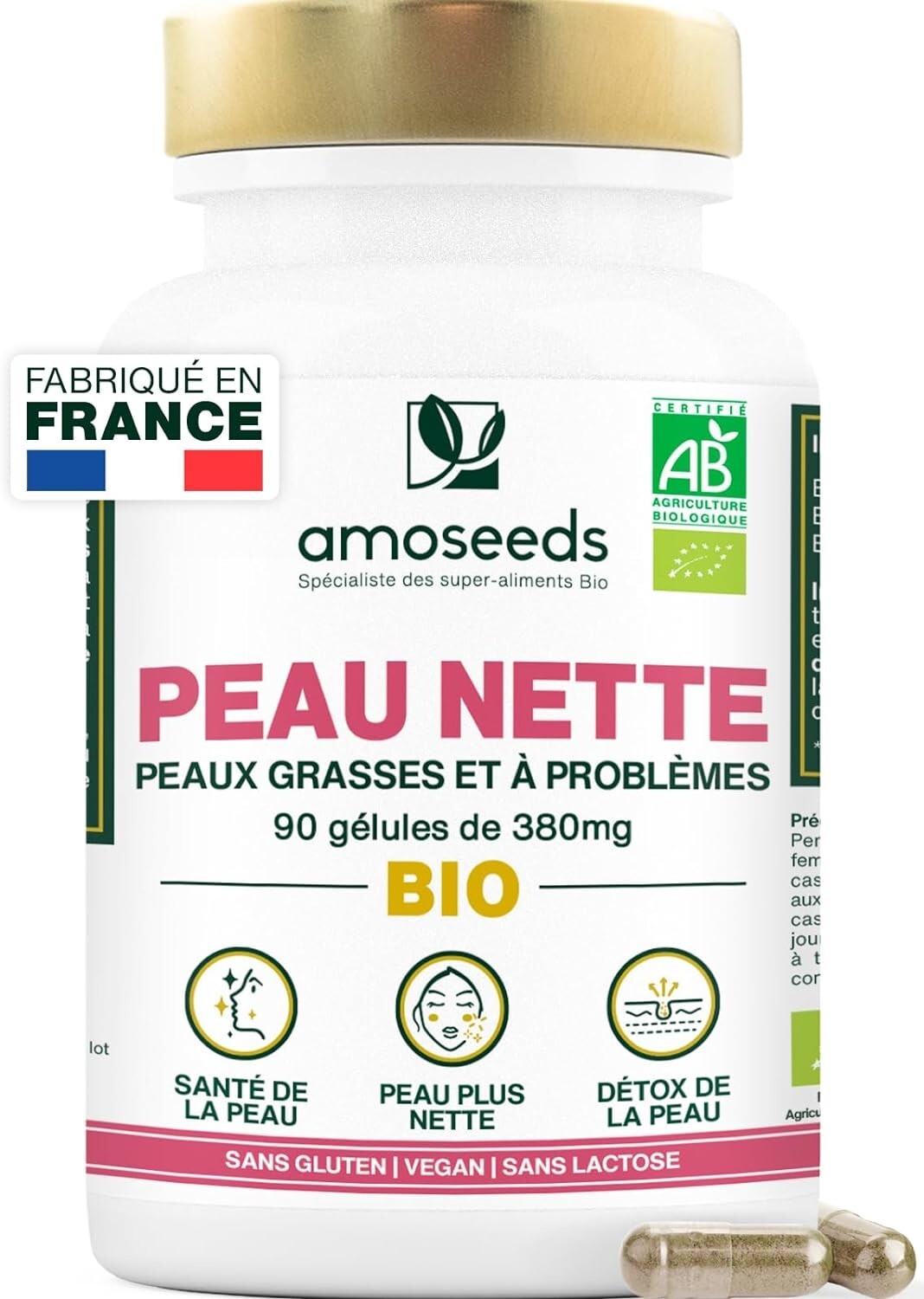 Complément alimentaire acné gélules sébum détox draine purifie la peau