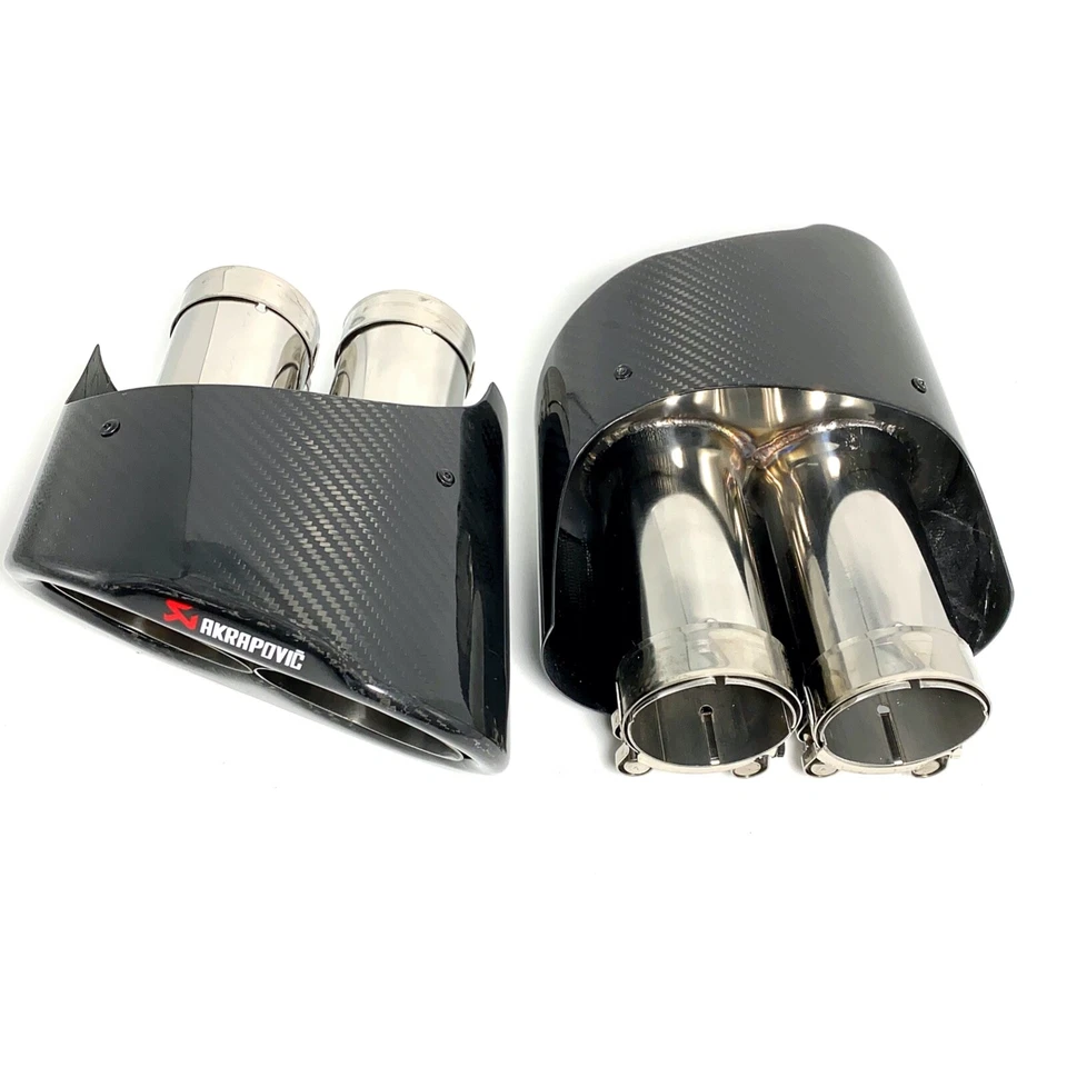 For Audi RS3 RS4 RS5 RS6 A3 A4 A5 A6 1 Pair Akrapovic Carbon Fiber Exhaust Tip - Изображение 3 из 4