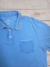 Tommy Bahama Men's Polo Shirt Size Medium Short Sleeve Textured Knit Pocket Blue