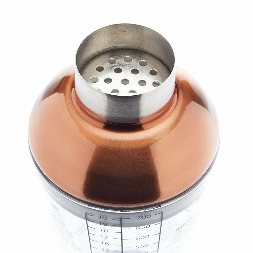 Coctelera Boston de vidrio de cobre 700 ml para hacer bebidas alcohólicas accesorios de barra Foto 2 de 3