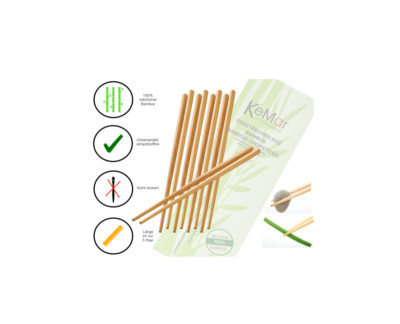 2er SET Essstäbchen Chopsticks Ess-Stäbchen Bambus Natur 2 x 5 Paar 24 cm