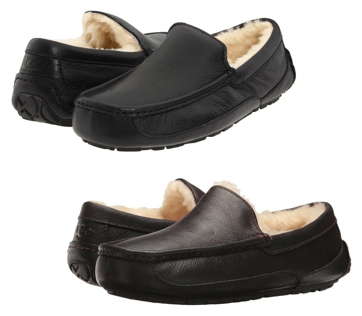 black leather ugg slippers