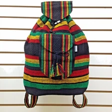RASTA Bag Beach Hippie Baja Ethnic Multicolors Unisex Backpack Made in Mexico