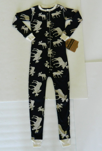 NWT Lazy One Classic Moose Navy Youth 1 Piece Flapjack Long John sz 6 - Picture 3 of 8