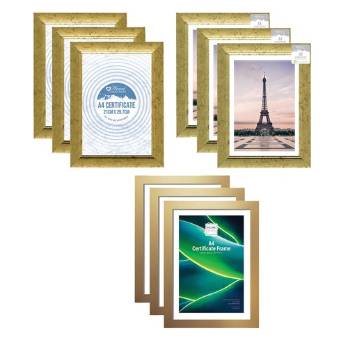 Uootach Set di 3 Cornice portafoto (A4 21cm x 29.7cm) struttura in le