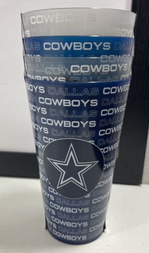 Dallas Cowboys 20 oz. Pack de 4 tasses givrées boissons de fête cadeau football - Photo 1 sur 4
