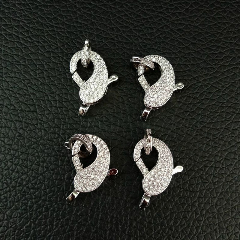 Lobster Clasp 12x24mm - 18K Gold Filled With Cubic Zirconia Micro Pave Hooks
