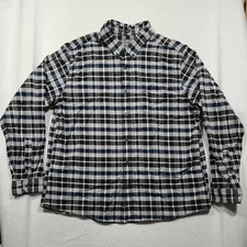 Eddie Bauer Long Sleeve Button Down Flannel Men's 2XL Black White Plaid