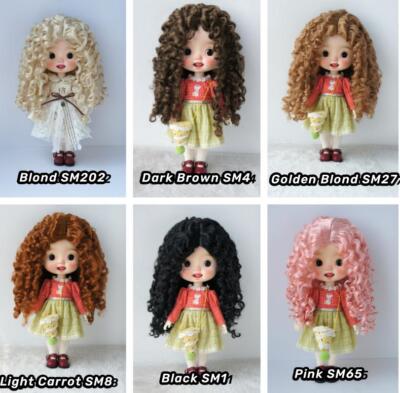 JD073 1/12 1/8 1/6 1/3 Curly BJD Wig From Size 5-6 inch to 11-12inch Doll Hair