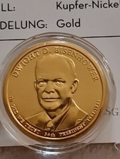 USA  David Eisenhower 1 $ DOLLAR PROOF COIN 2007-P Gold Veredelt