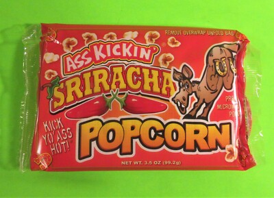 ASS KICKIN' SRIRACHA MICROWAVE POPCORN, 3.5 OZ BAG, POPULAR FLAVOR!
