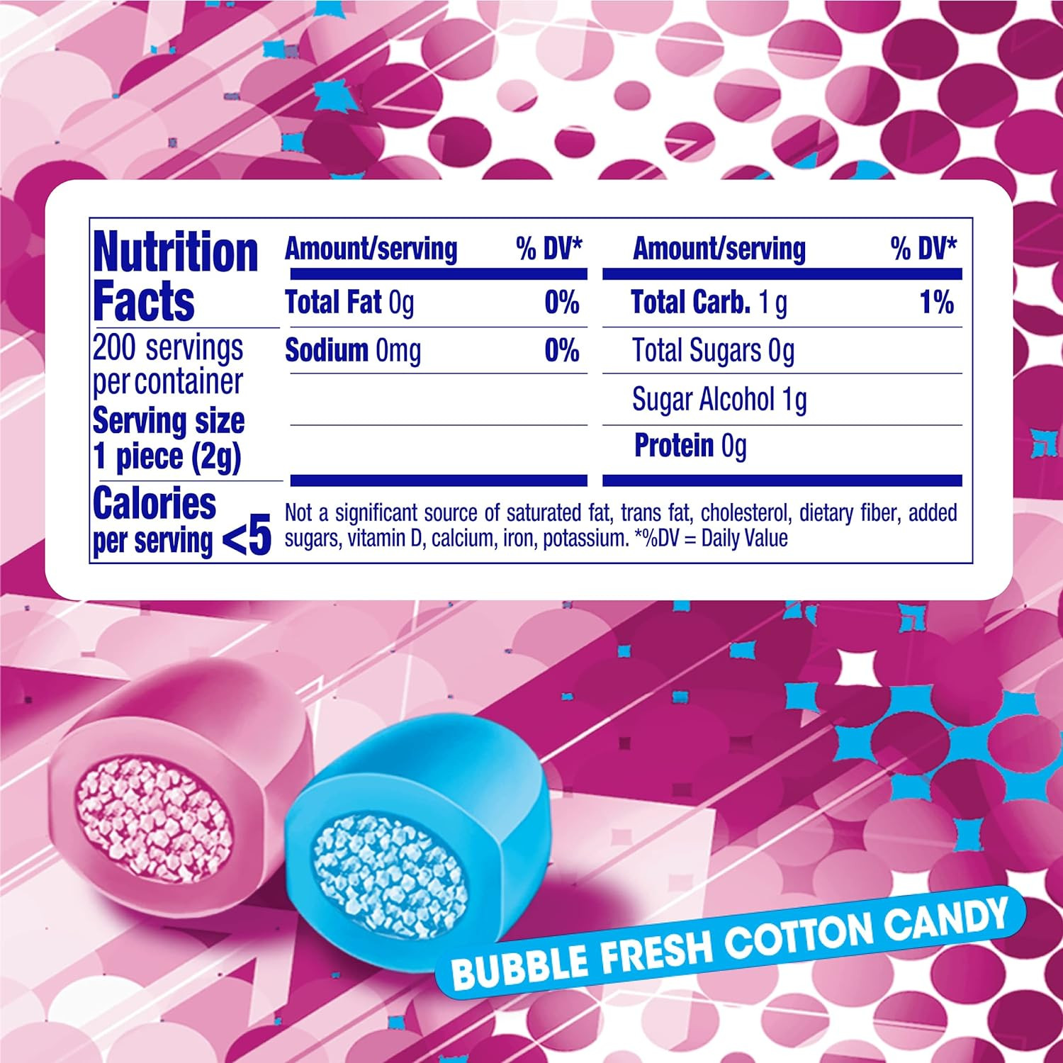Mentos SugarFree Chewing Gum with Xylitol, Bubble Fresh Cotton Candy