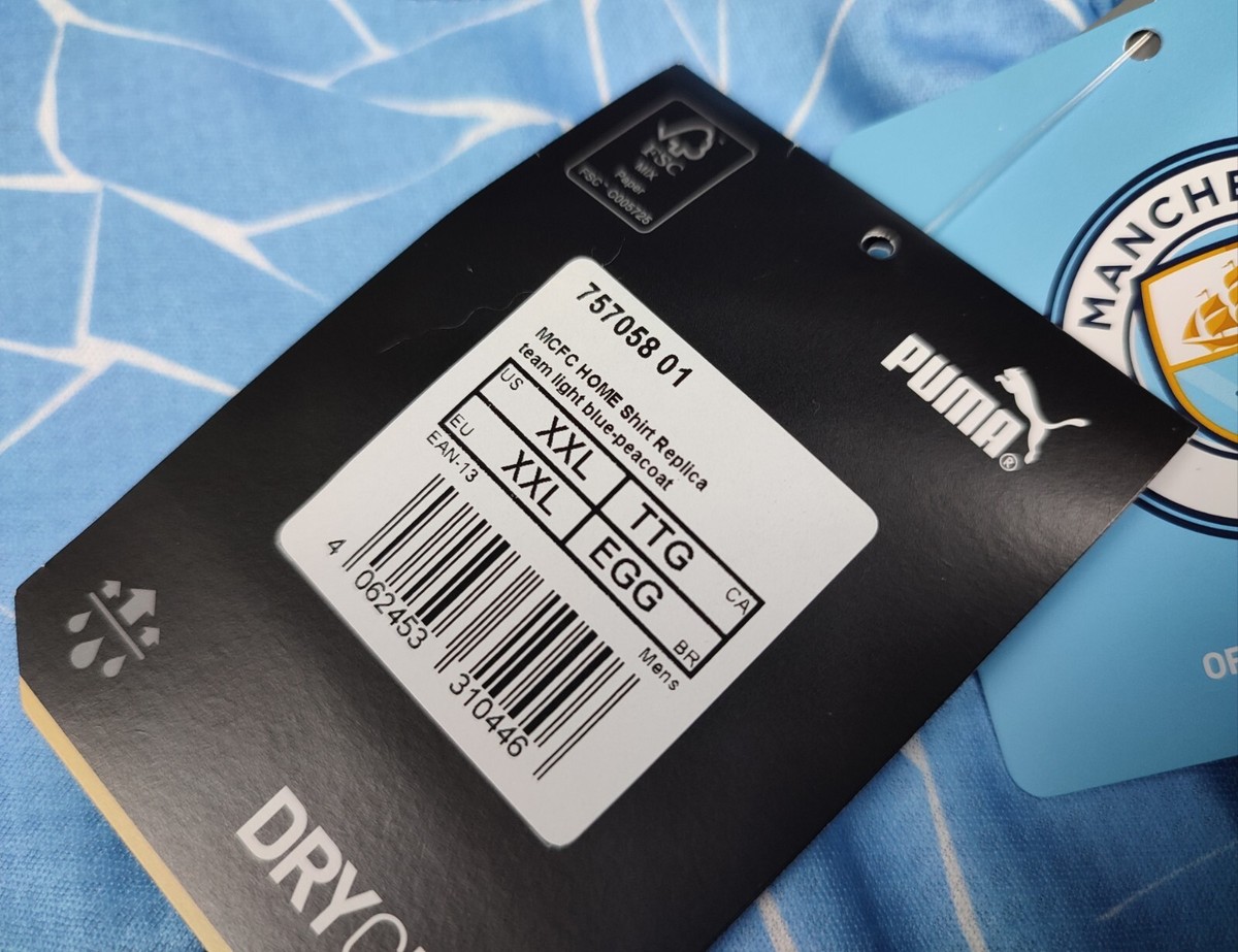 Puma Manchester City 20/21 Home Soccer Jersey Men's XXL Blue