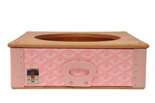 Goyard Pink Edmond Singl Dog Cat Bowl Hard Sided Trunk Palladium Storage Display