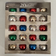 20 Vintage Glass Ball Christmas Ornaments Shiny Multicolor 1-3/4  Holiday Time