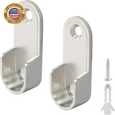 2 Pack Oval Closet Rod End Supports Flanges, Heavy Duty Zinc Alloy Wardrobe Brac