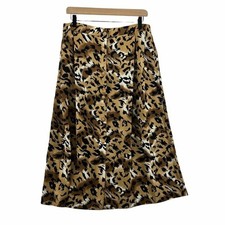 Vintage Plus Size 1X Voir Animal Print Midi Skirt Pull On Button Front Festival