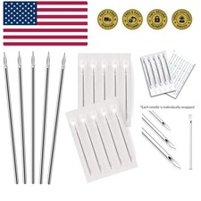 10PC Piercing Needles 18G - Sterile Disposable Sharp Surgical Stainless Steel...