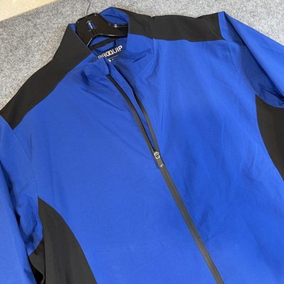 ProQuip Aqualite Jacket Mens XL Blue Black Golf Windbreaker Water Resistant