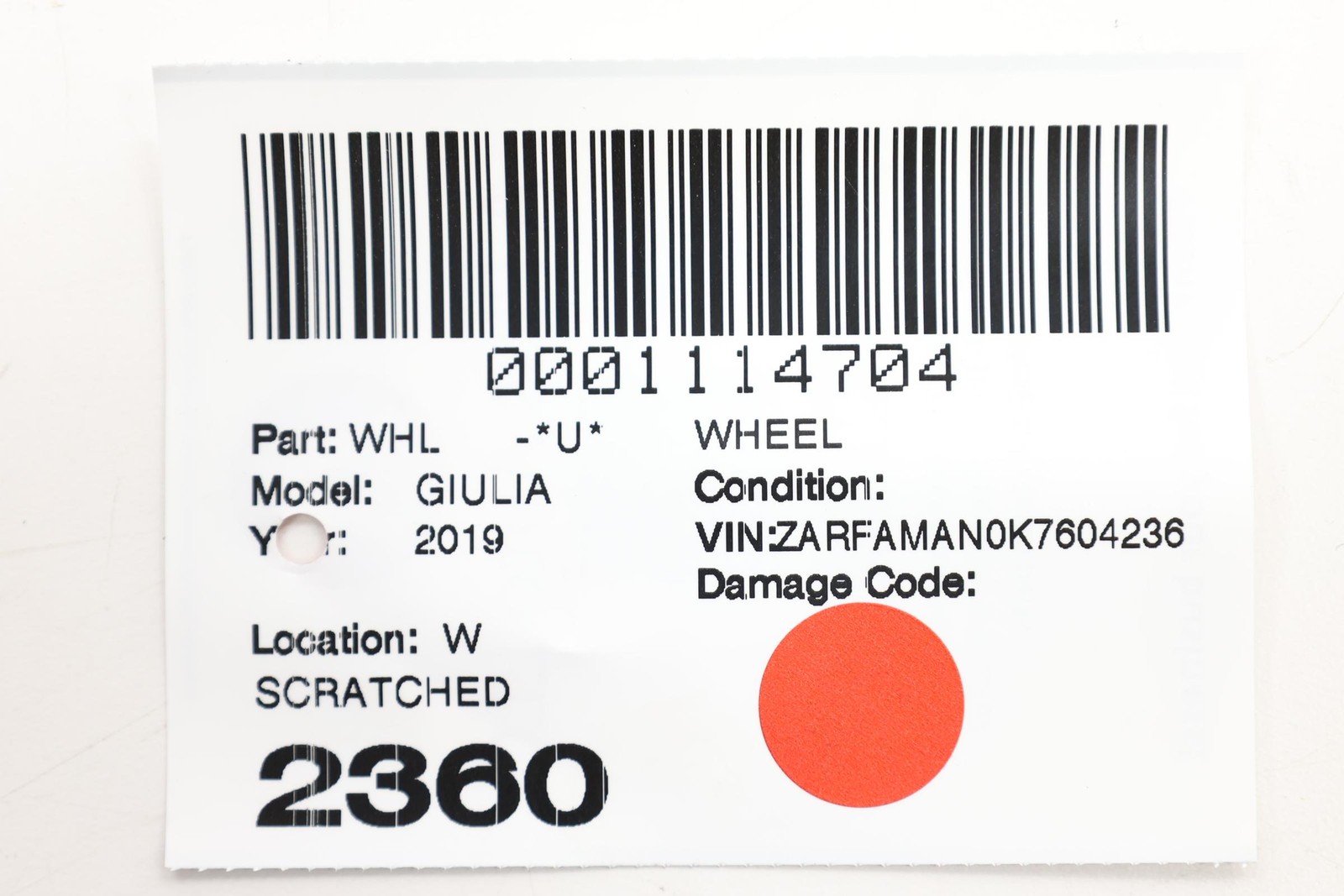 2019 - 2025 ALFA ROMEO GIULIA WHEEL RIM ALLOY 18X8J ET33 OEM 156109961