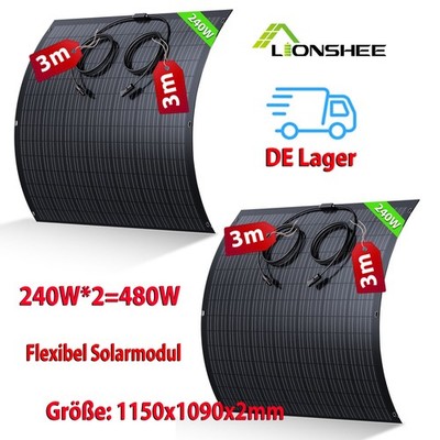 480W Flexibles Solarmodul | 2* 240W Solarpanel für Balkonkraftwerk--0% Mwst.