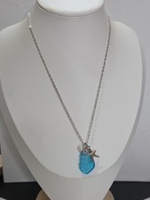 Blue Sea Glass Style Silver Chain Necklace Starfish Pearl Pendant Fashion Summer