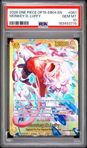 2026 ONE PIECE OP15-EB04-ADVENTURE ON KAMI'S ISLAND #061 MONKEY D. LUFFY PSA 10