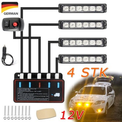 4 Stk 6 LED Auto Frontblitzer Orange Blitzlicht Warnleuchte LKW Strobe Licht 12V