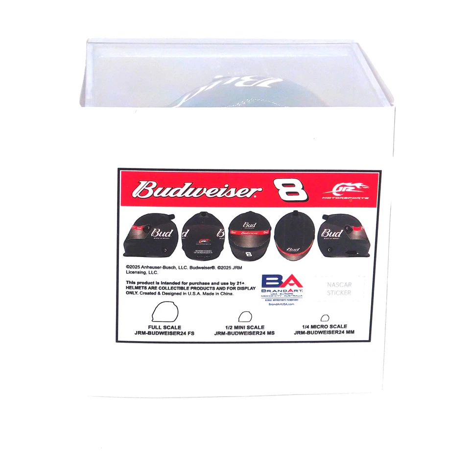 Casco micro réplica Dale Earnhardt Jr 2024 Budweiser modelo tardío escala 1:4 Foto 3 de 4