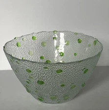 Textured Glass Serving Bowl Romania 4.5 X 8 Inches Scalloped Edge