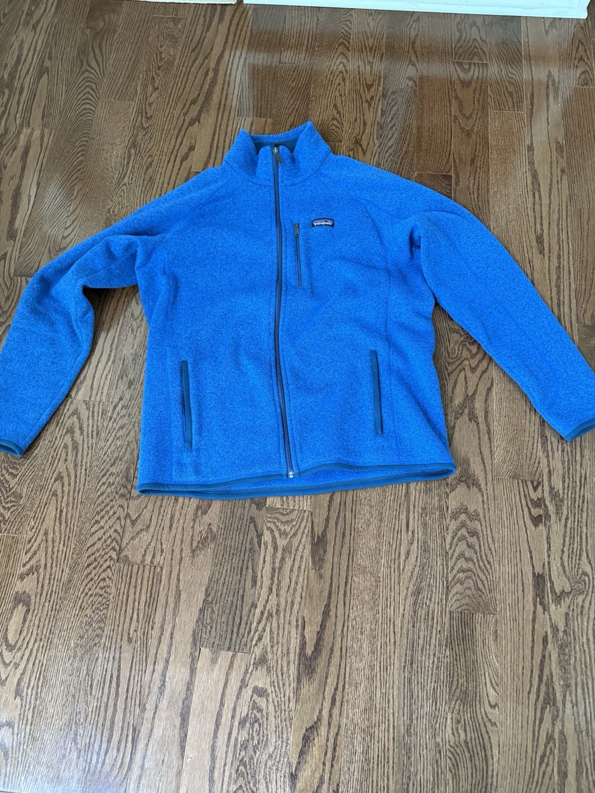 Patagonia Men's XL Blue Knit Fleece Full Zip 3 Pocket Better Sweater Jacket