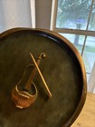 Vintage Large Israel Green Brass Wall Charger w/Instrument, 19" Diameter — photo 6