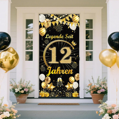 Deko 12 Geburtstag Jungen Mädchen Banner - Schwarz Gold Legende Seit 12 Jahren T