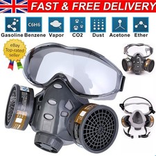 Reusable Masks Respirator Industrial Chemical Face Protector Gas Mask w/Goggles