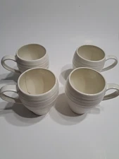 Mikasa Swirl White Mug Cup DJ100 Coffee Tea Mug Stoneware Set Of 4 