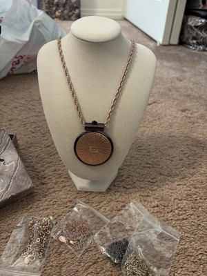 HEIDI KLUM Rose Gold Silver Tone 28'' Medalion Necklace Wildlife 5 Chains NEW BOX