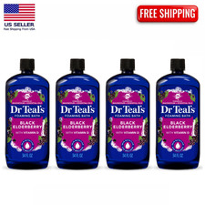 Dr Teal's Foaming Bath, Black Elderberry, Vitamin D, Epsom Salt, 34 oz, 4 Pack