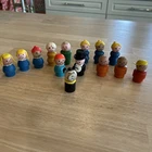 Vintage Lot Of 14 Fisher Price Little People Collectors Estate Plastic & Wooden