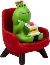 Miniature Frog Eating Cake Figurine - Funny F...